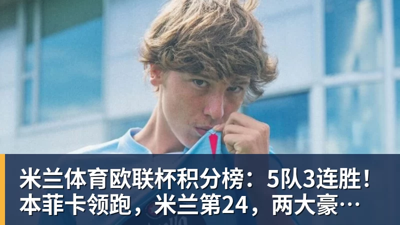 米兰体育欧联杯积分榜:5队3连胜!本菲卡领跑,米兰第24,两大豪门3轮0分